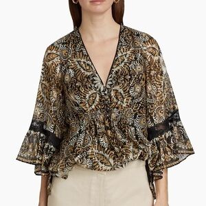 NWT Kobi Halperin Ele Floral Metallic Accent Top Kobi Halperin small